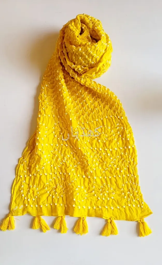 [VC-RK00051] Mango Color Hand-Knotted Chunri Dupatta – Pure Lawn _ Traditional 2.5 Meter Dupatta.webp