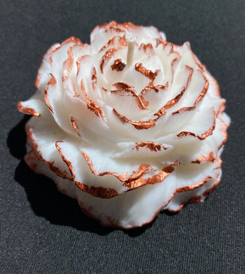 Gardenia Scented Peony Candle ( 4 PC ) _ White and Gold Hand painted Candle _ Beautiful Handmade Gift For Love One _ Perfect For Home Decorations