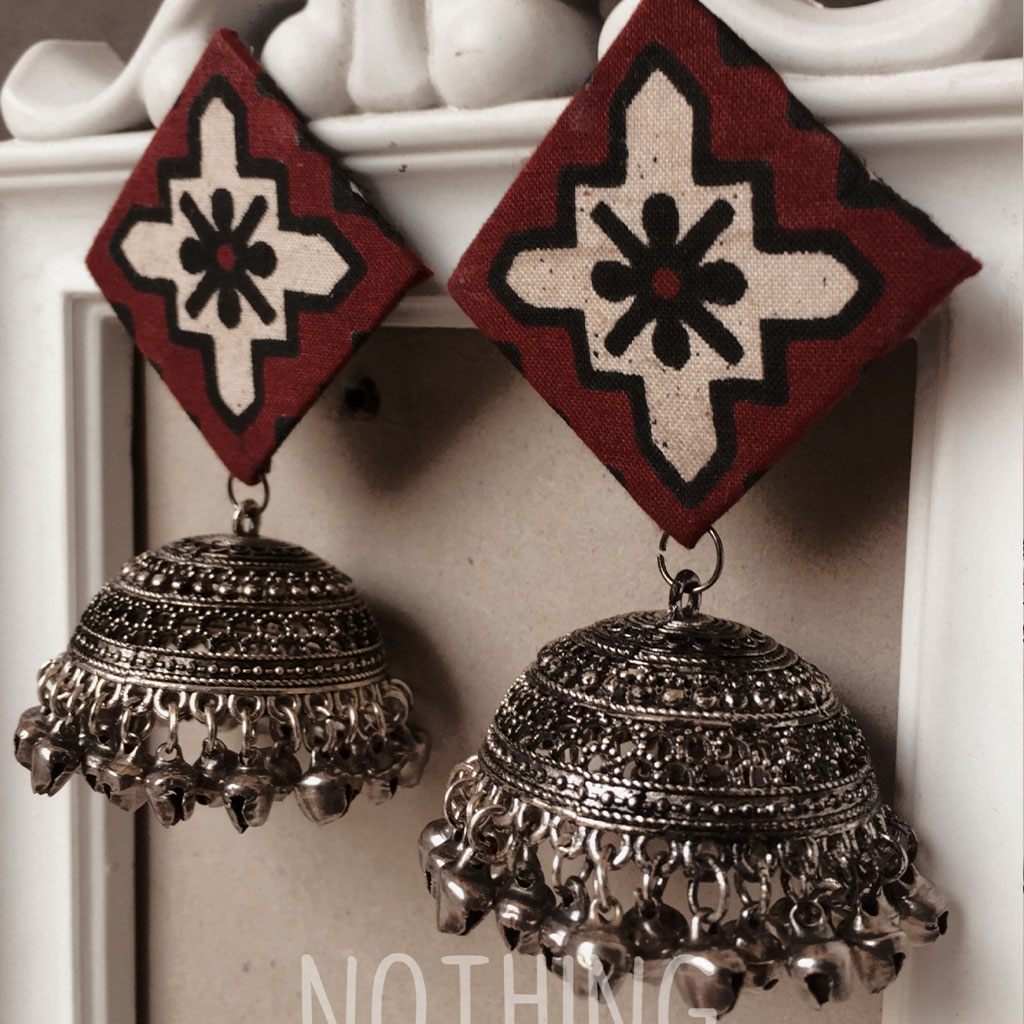 ajrak jhumkas
