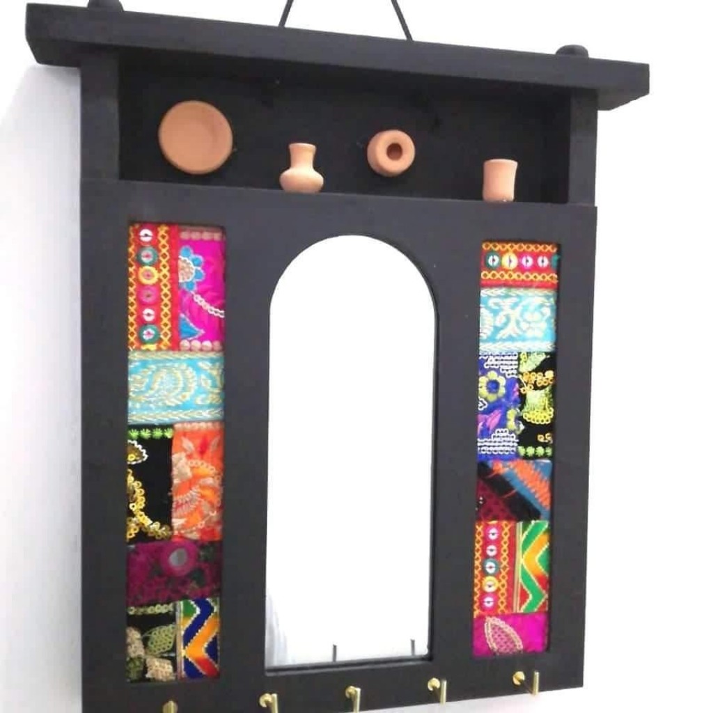 Mirror + Key Chain Holder with Pots