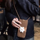 Crochet Mobile Pouch in Brown & White Color