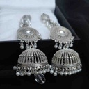 Silver Antique Dangling Jhumka Earrings