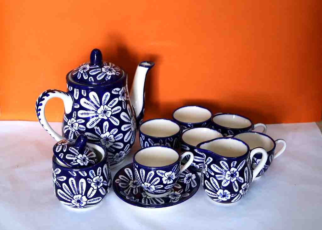 Blue Pottery Tea Set