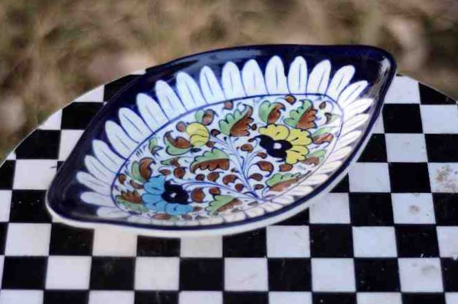 Blue Pottery Salad Dish