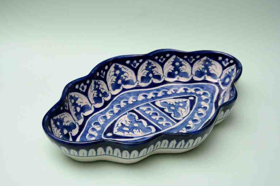 Blue Pottery Fruit Bowl