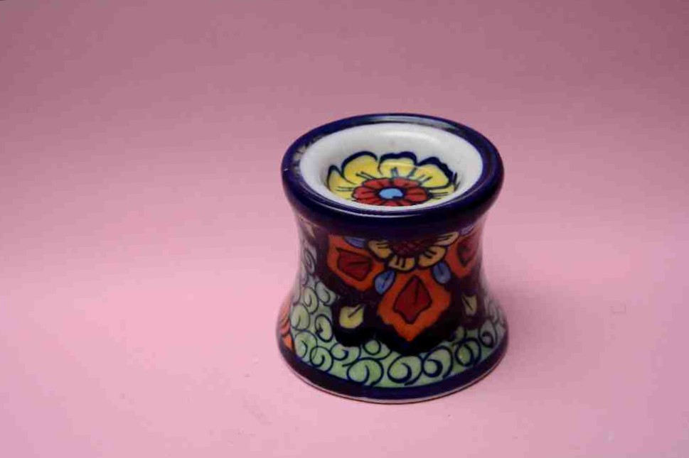 Blue Pottery Candle Holder