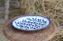 Blue Pottery Oval Shape Rice Tray