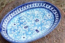 Blue Pottery Oval Shape Rice Tray