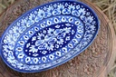 Blue Pottery Oval Shape Rice Tray