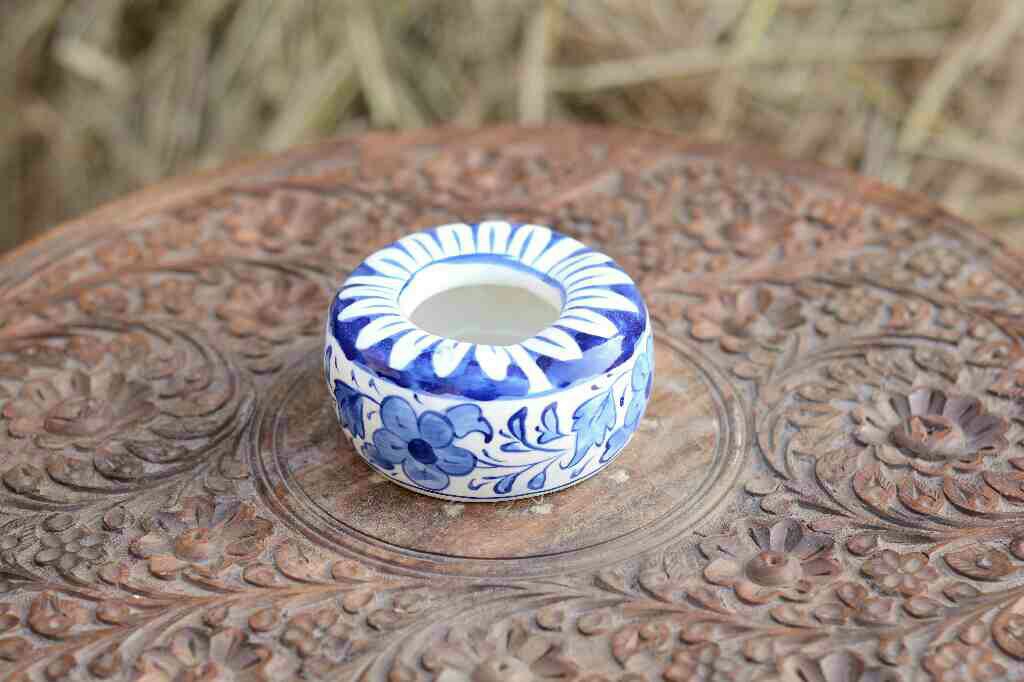 Blue Pottery Round Shaped Ashtray