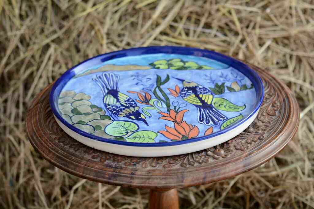 Blue Pottery Pizza Tray