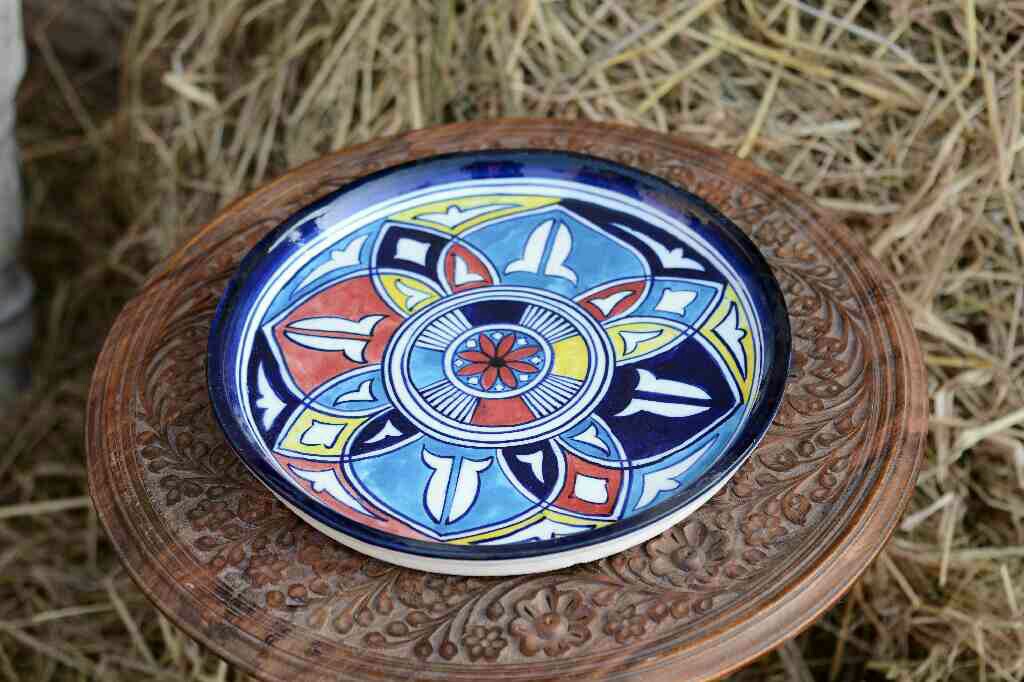 Blue Pottery Pizza Tray