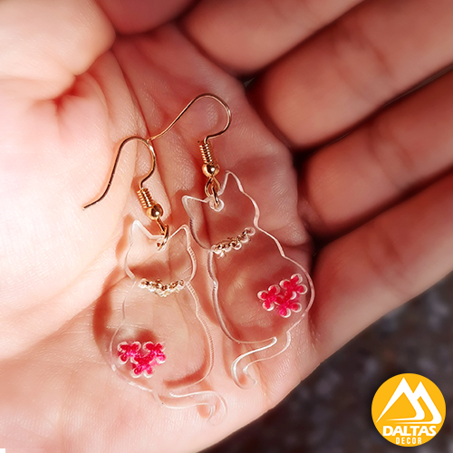 Embroidered Earrings Cat