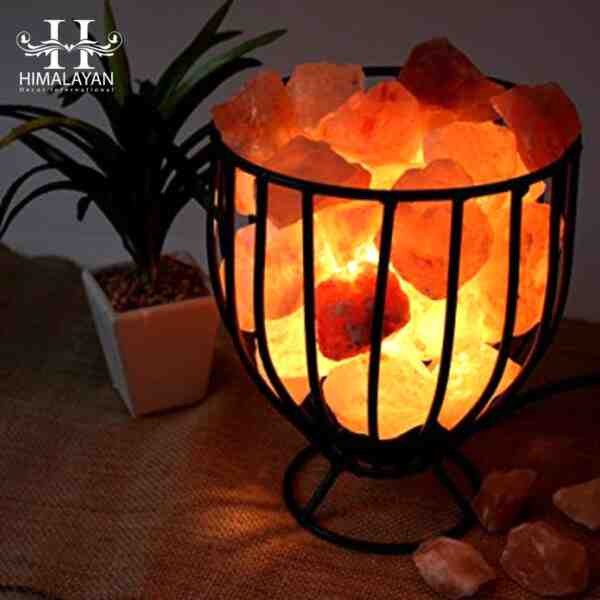 Himalayan Metal Basket Air Purifying Salt Lamp (Oval Style)