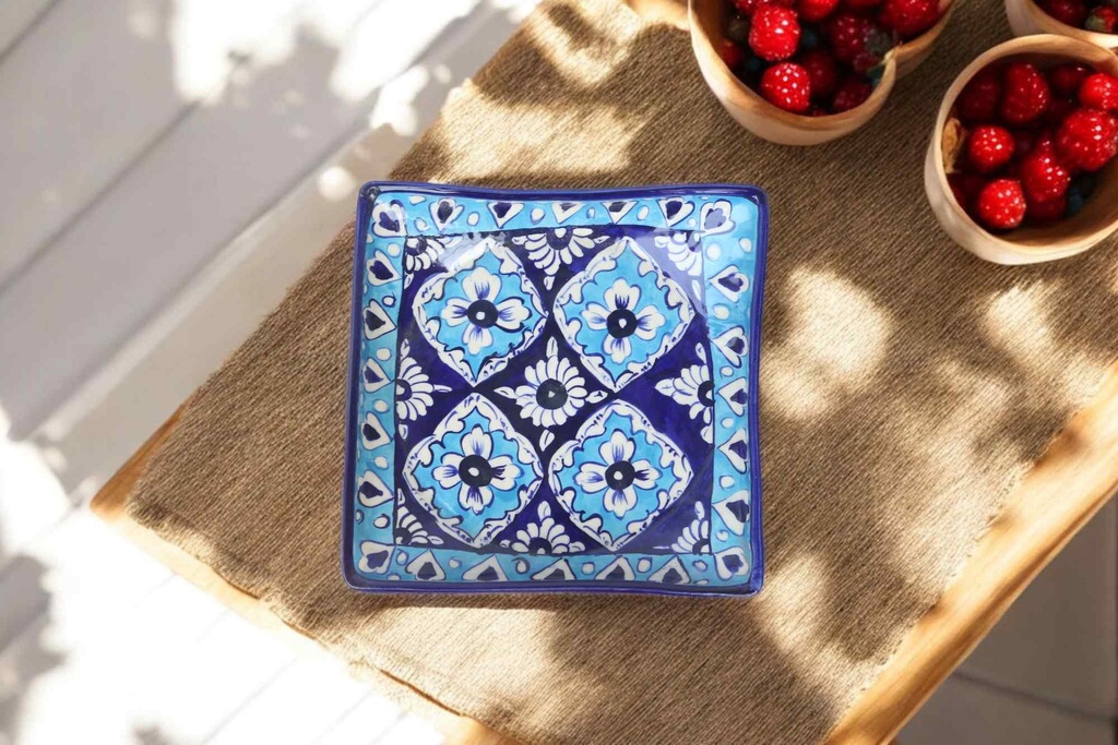 Blue Pottery Square Dish