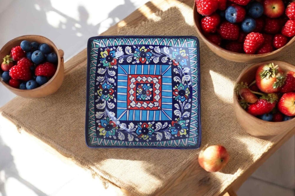 Blue Pottery Square Dish