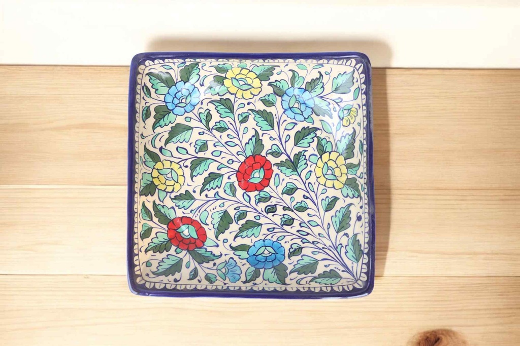 Blue Pottery Square Dish