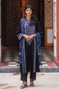 Indigo Ajrak Applique Kurta
