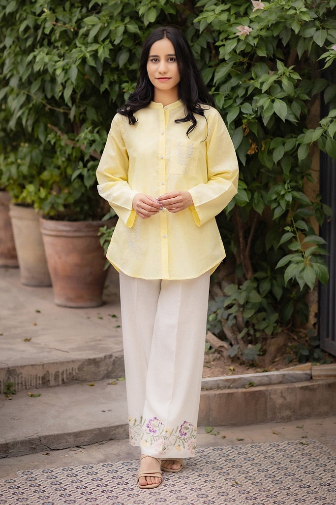 Embroidered Lemon Kurta