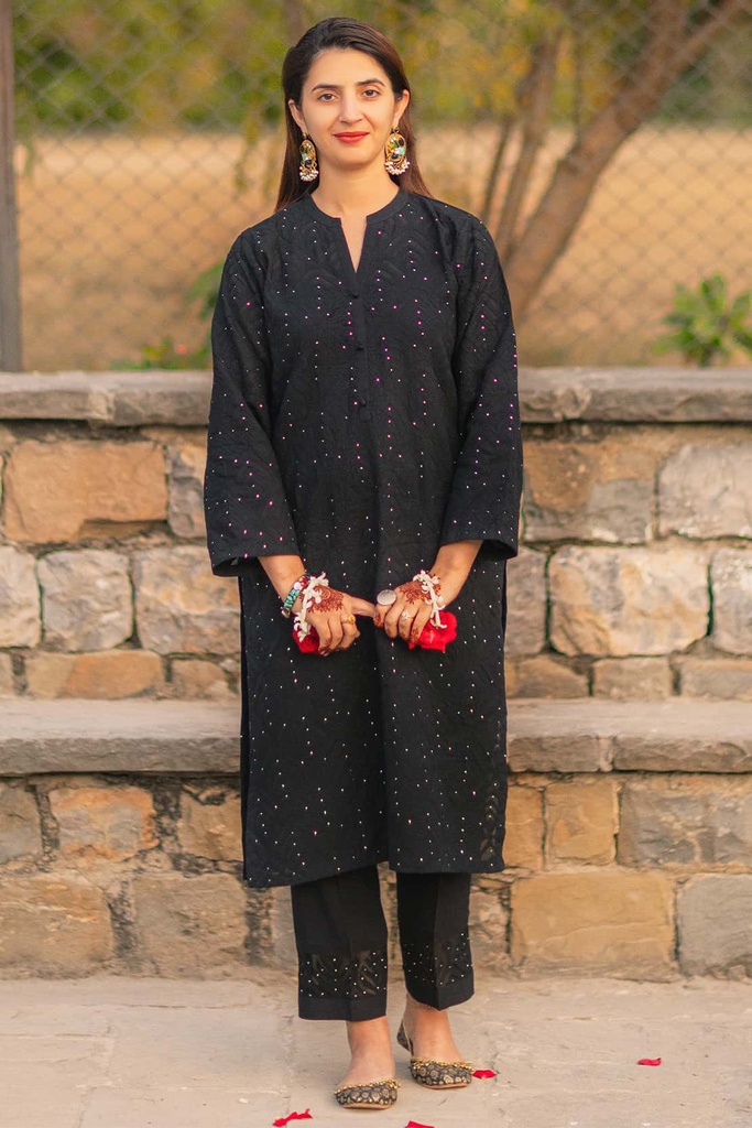 Black Applique Kurta