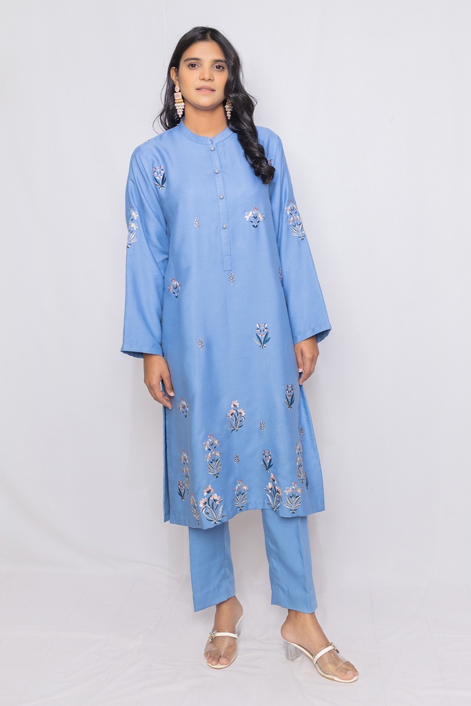 Sky Blue Machine Embroidery