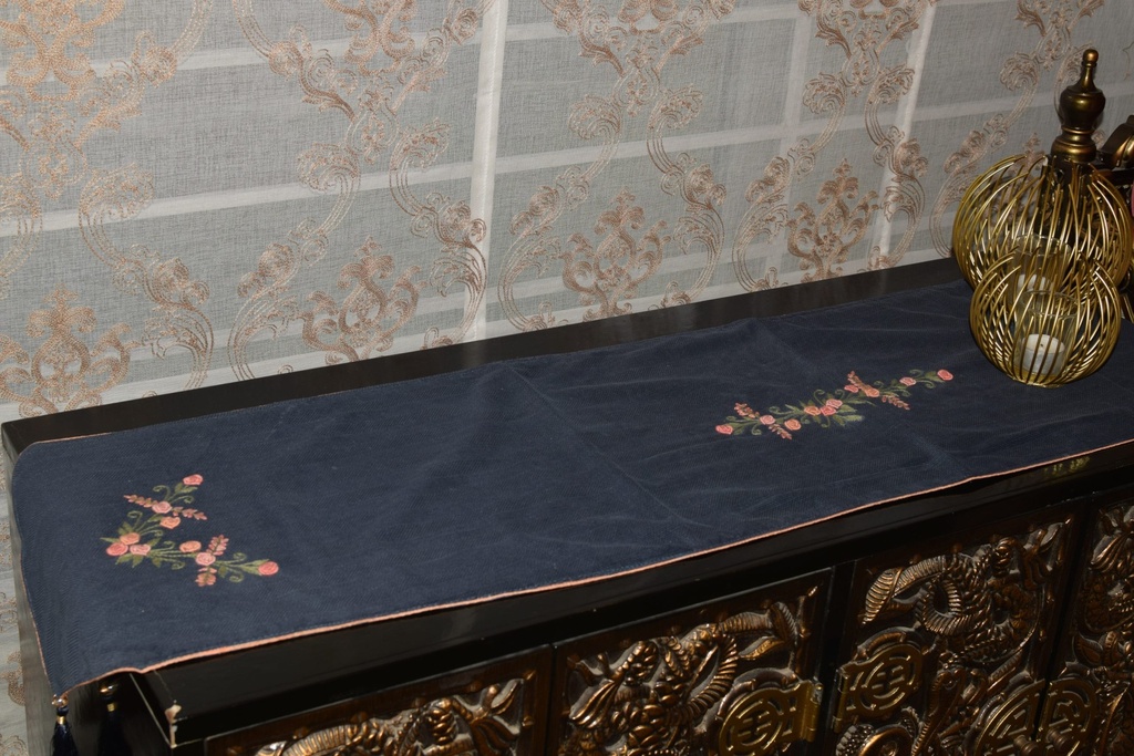 R-4 Dark Blue Jacquard Runner