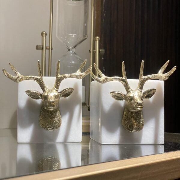 Deer Bookends -White