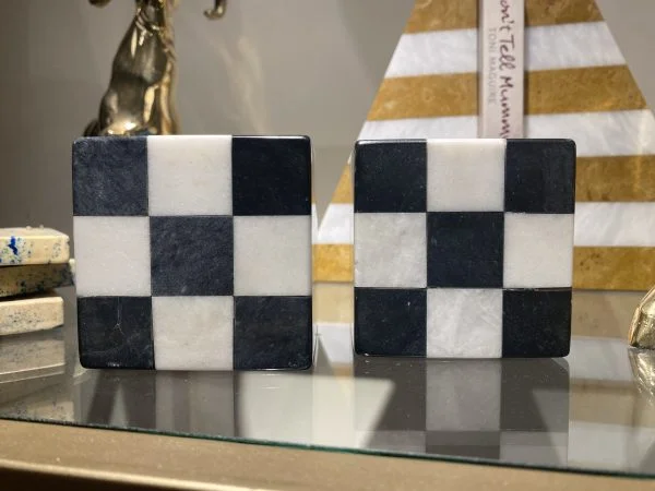 Checkered Bookends – B&W