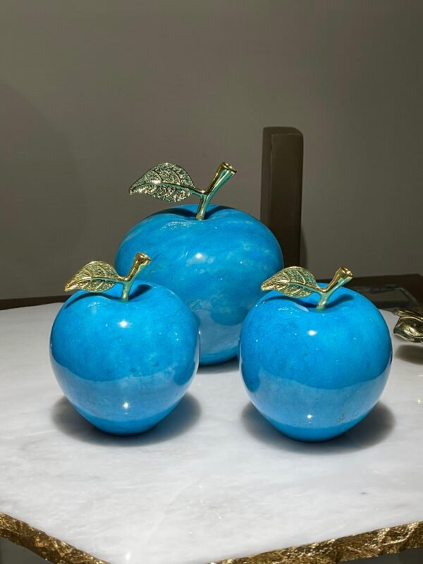 Set of 3 Marble Apples – Aqua Blue