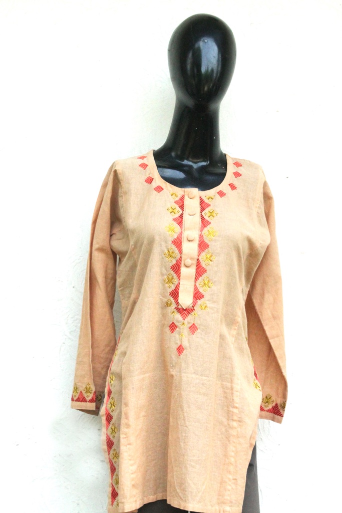 Short kurta with phulkari/jisti hand embroidery