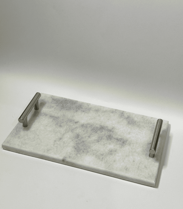Multipurpose White Tray With Metal Handle