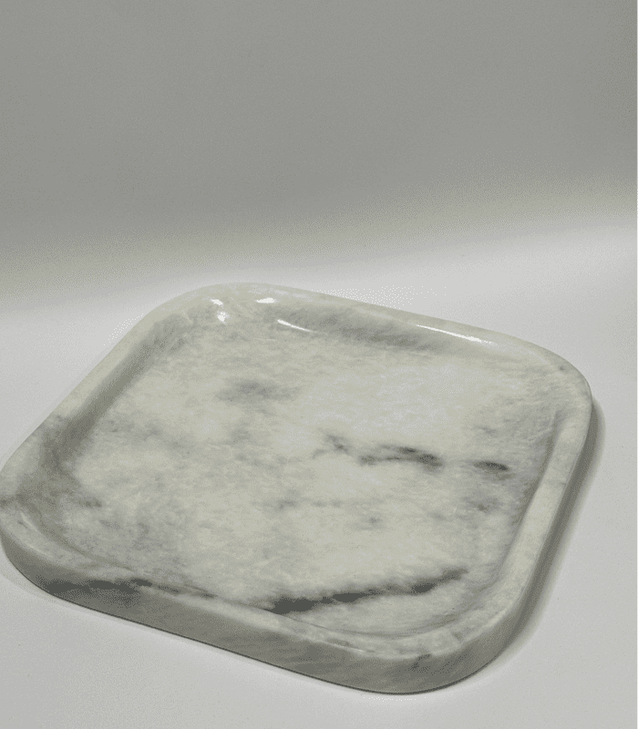 White Square Tray With Curved Edges