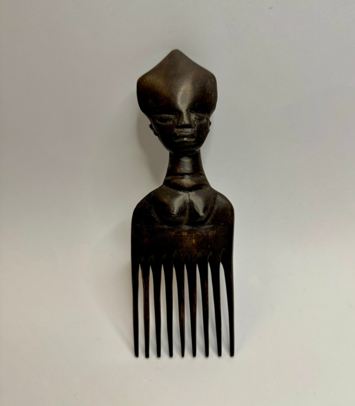 African Lady Handcarved Pure Ibano Wood Comb