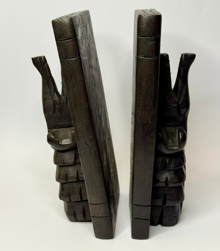 Handcarved Wooden Crocodile Bookends