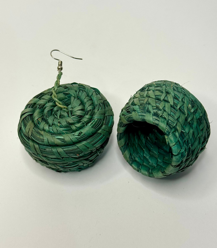 African Green Basket Shaped Earrings