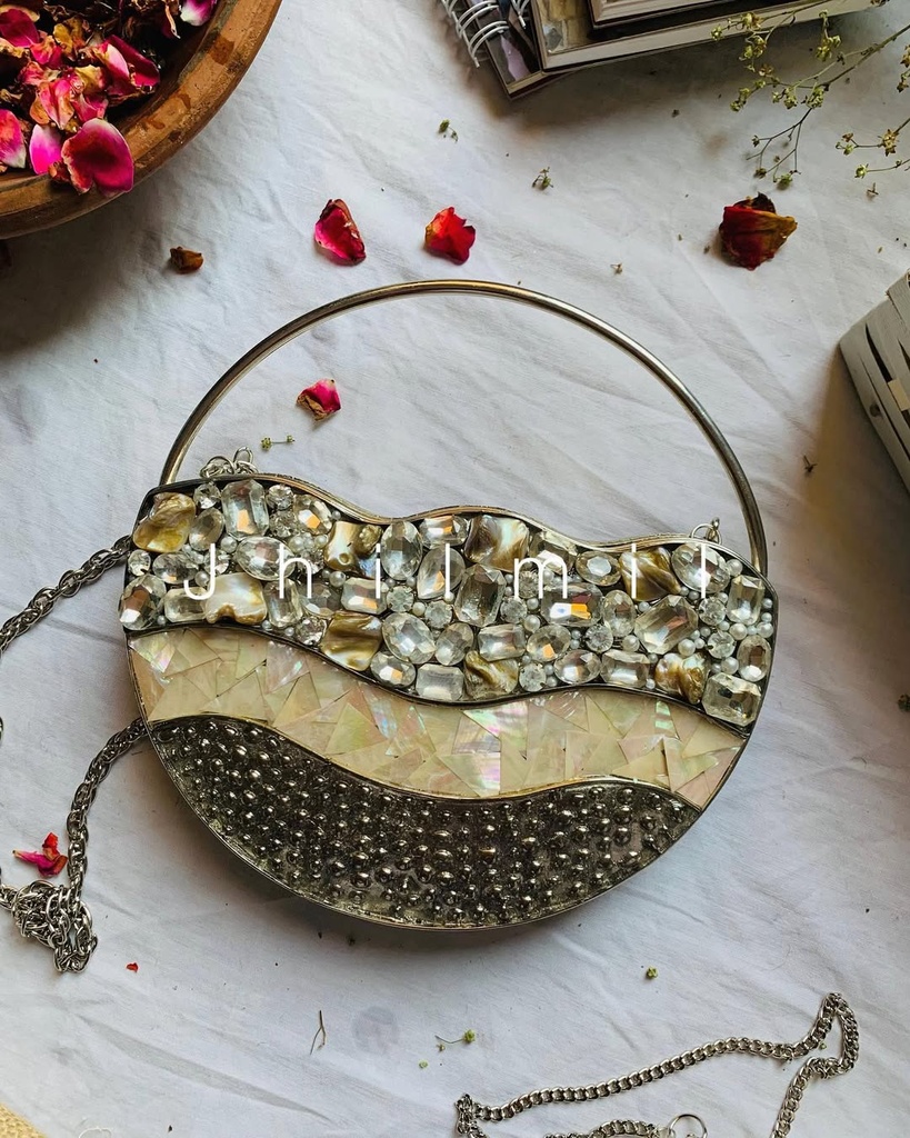 Mother pearl Handcrafted Luxury Clutch