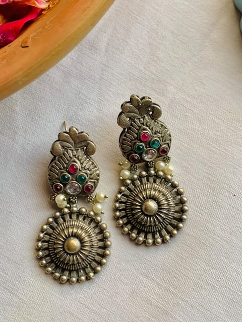 Rajasthani drop circle earrings