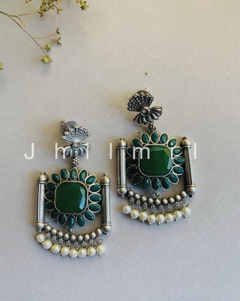 Lotus flower drop Earrings with pearls