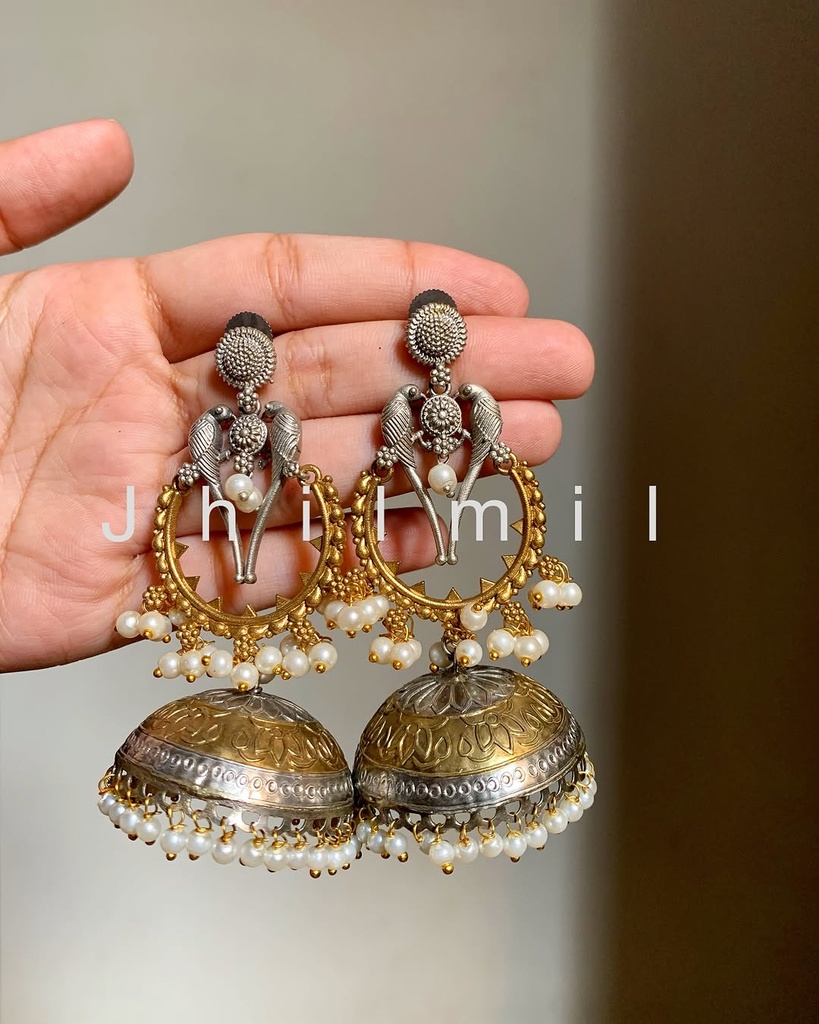 Dual Toned Tota Mena Jhumka