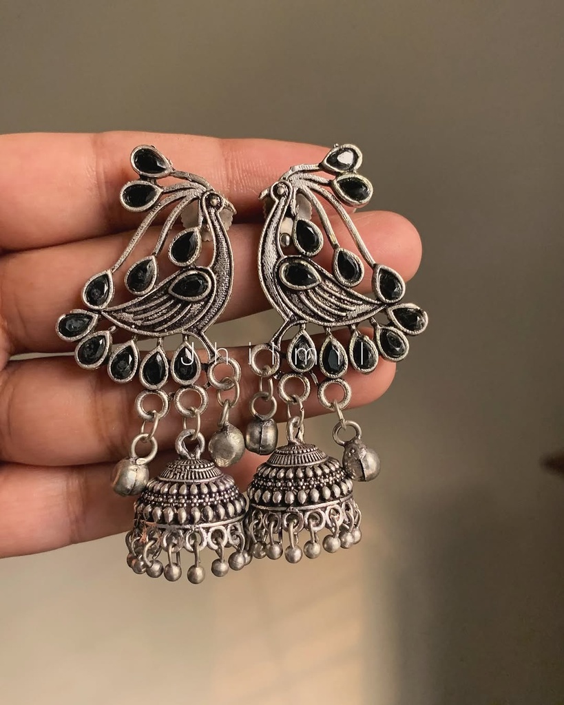 Stone studded Mor jhumki