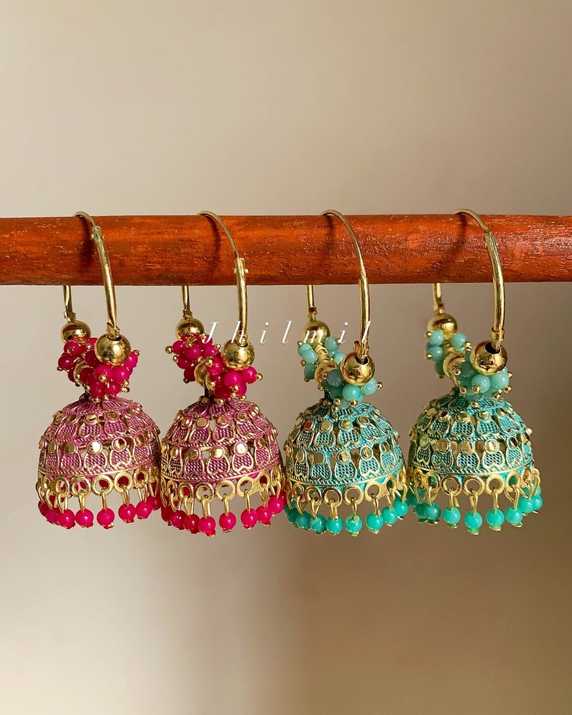 Colored Baali Jhumki Golden