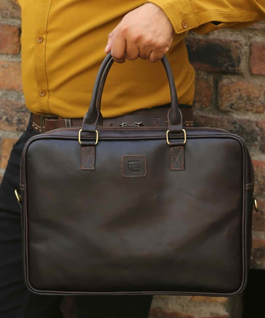 Slim Laptop Bag – Dark Coffee Brown
