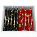 Red & Black set of 10 Candles decorated with gold foil - perfect candles for Mehndi weddings or party decoration