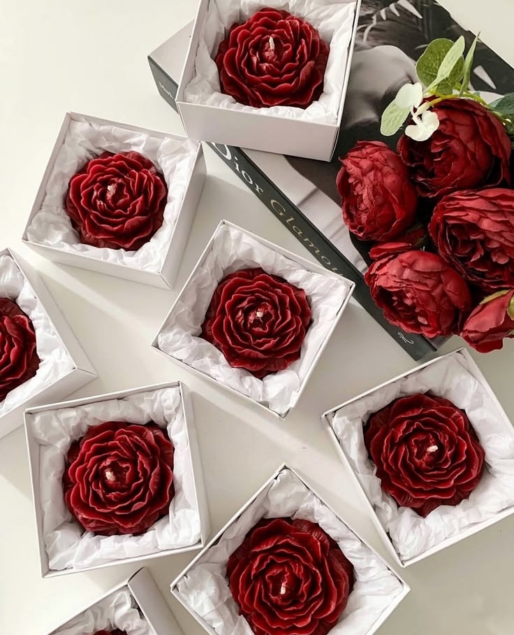 Peony flower candle