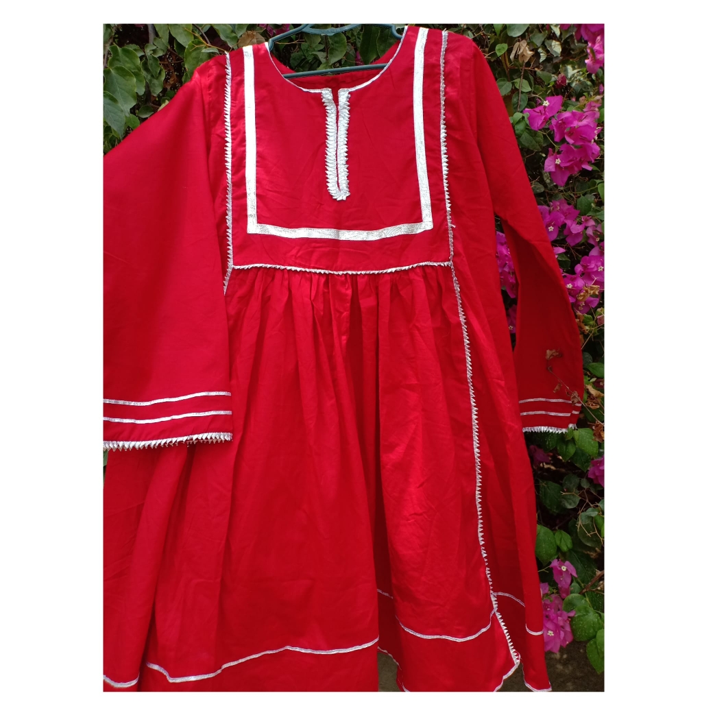 Red dress.