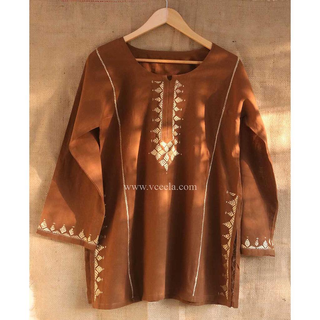 Brown hand embroidered Kurta