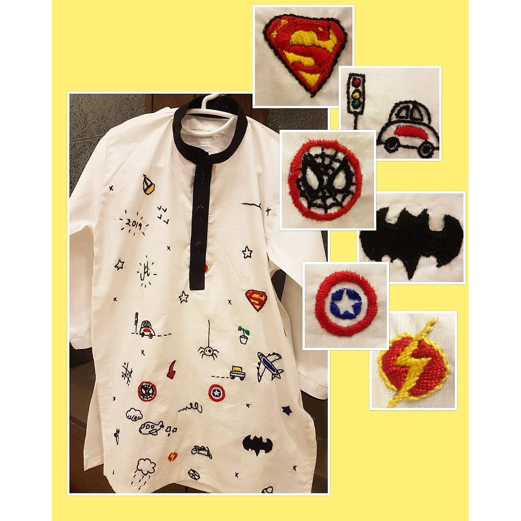 Super Hero Doodle Kurta