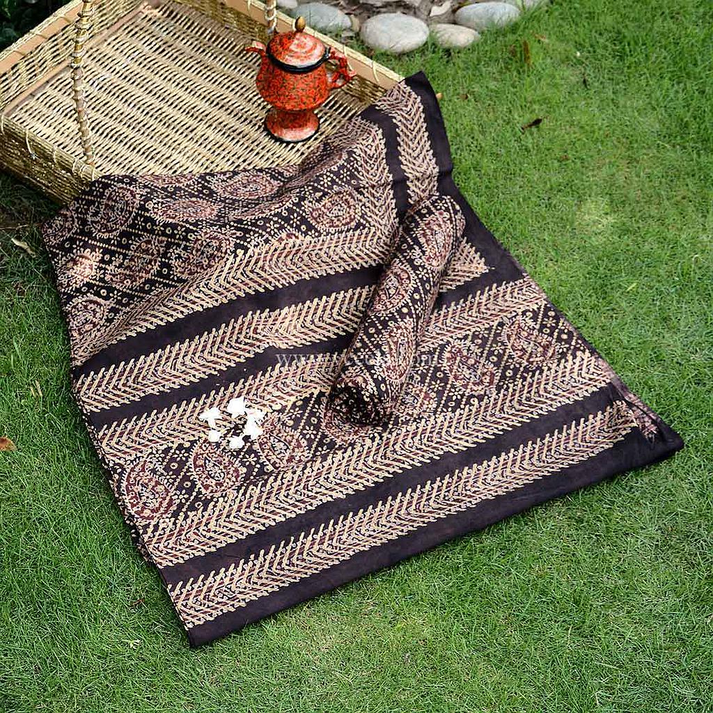 Gold work Ajrak - 2 piece suit 