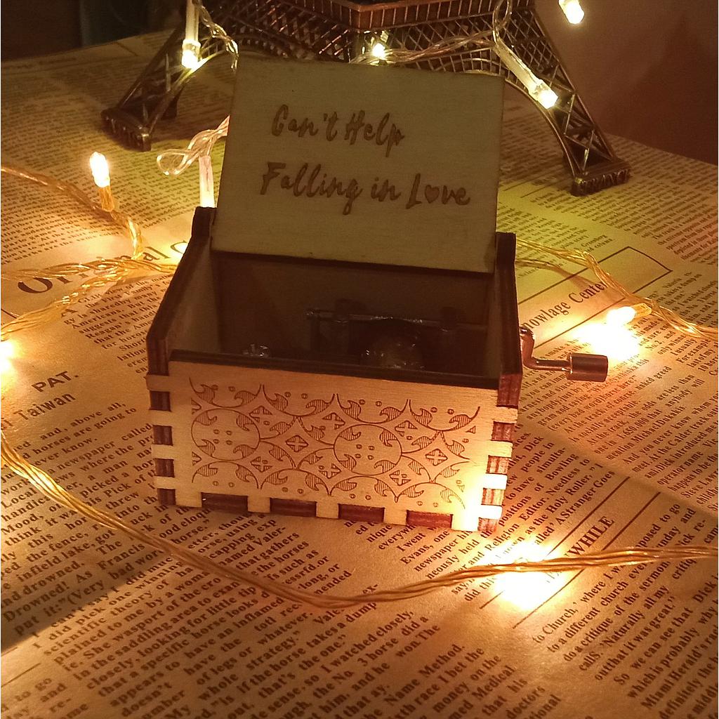 Vintage Hand Crank Music Box- Can't help falling in love.