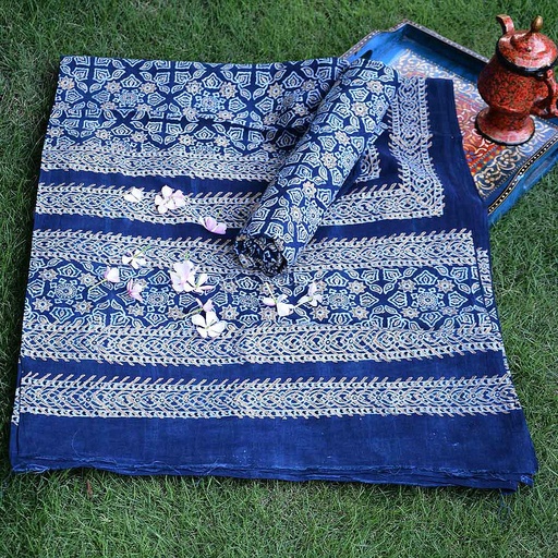 [PK0013-CF-AJK-009136] Gold work Ajrak - 2 Piece Suit 